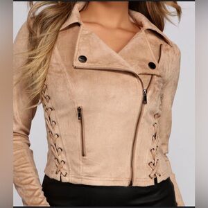 Windsor faux suede moto jacket